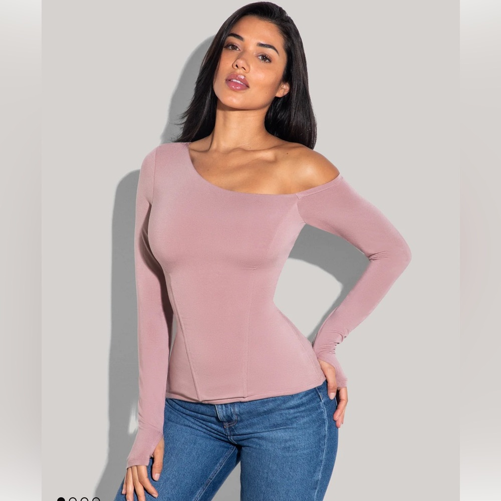 Ta3 Chic One Shoulder Blush Top